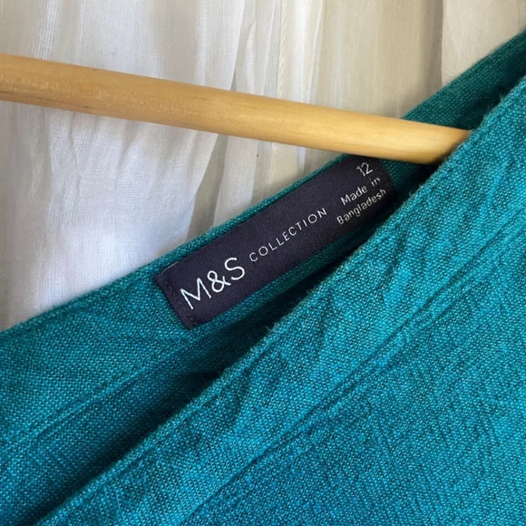 M & S Collection Teal Short Sleeve V-Neck Mini Tunic Dress, 12 - Picture 5 of 7